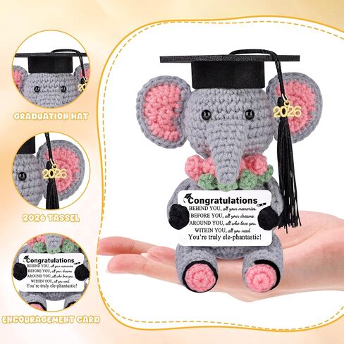 JoycuFF 2026 Graduation Gifts for Women Her Him, Class of 2026 Congratulations Gifts, Emotional Support Elephant Gift for High School College Grads in Kuwait