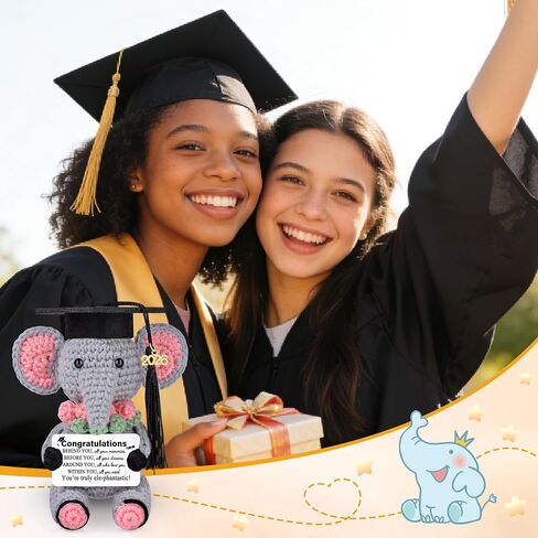 JoycuFF 2026 Graduation Gifts for Women Her Him, Class of 2026 Congratulations Gifts, Emotional Support Elephant Gift for High School College Grads in Kuwait