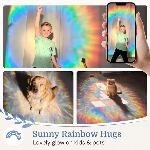 DOWELL Window Privacy Film, Rainbow Stained Glass Cover, Decorative Privacy Window Film, Static Cling Heat Control Door Sticker, Sun Block UV Protection Glass Cover, Prism Leaf, 17.5" x 78.7" in Saudi Arabia
