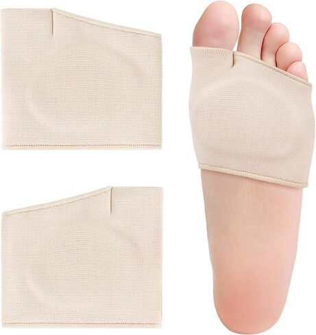 2 Pcs Metatarsal Pads for Women and Men, Foot Pads for Ball Pain Relief, Metatarsalgia, Morton's Neuroma, Fabric Sleeves with Gel Inserts(Beige, Medium) in Saudi Arabia