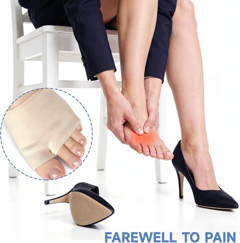 2 Pcs Metatarsal Pads for Women and Men, Foot Pads for Ball Pain Relief, Metatarsalgia, Morton's Neuroma, Fabric Sleeves with Gel Inserts(Beige, Medium) in Saudi Arabia