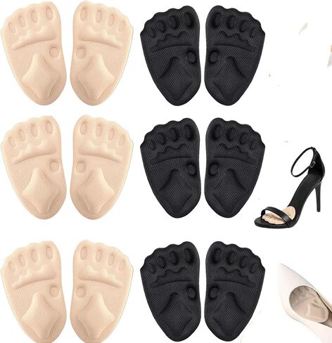 6Pcs Metatarsal Pads for Women, 2026 Upgraded Breathable Ball of Foot Cushions,Non-Slip Shoe Inserts for High Heels, Breathable Comfort Insoles (Beige&Black) in Kuwait