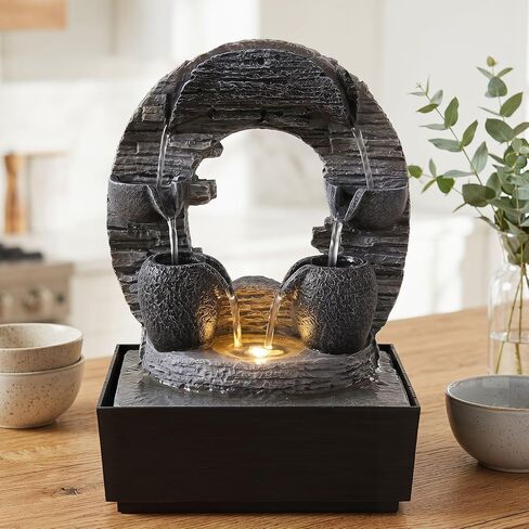 Frog Tabletop Water Fountain Indoor Lily Pad Waterfall Feature with Warm LED Light Cute Garden Decor for Desk Office Bedroom Living Room in Saudi Arabia