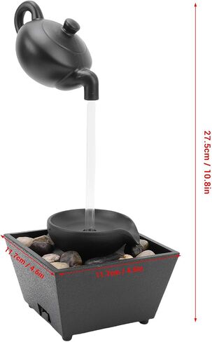 Floating Teapot Water Fountain with LED Lights, Indoor Zen Tabletop Fountain with Flowing Water and Stones for Home Office Decor in Kuwait