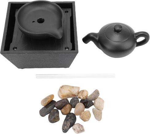Floating Teapot Water Fountain with LED Lights, Indoor Zen Tabletop Fountain with Flowing Water and Stones for Home Office Decor in Kuwait