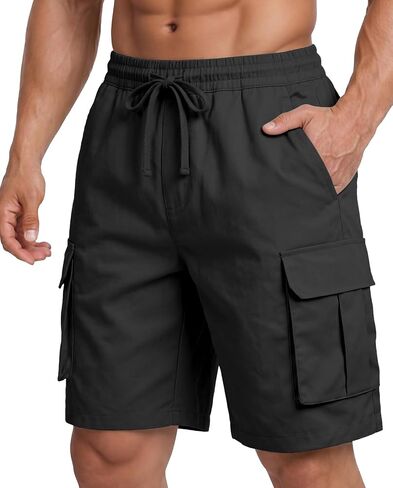 A WATERWANG Men's Cargo Shorts Casual Drawstring Elastic Waist Athletic Workout Gym Jogger Shorts with 4 Pockets in Saudi Arabia