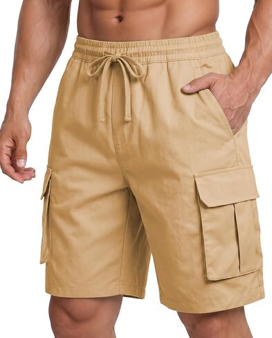 A WATERWANG Men's Cargo Shorts Casual Drawstring Elastic Waist Athletic Workout Gym Jogger Shorts with 4 Pockets in Saudi Arabia