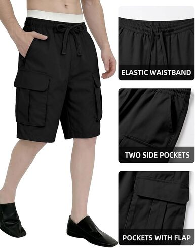 A WATERWANG Men's Cargo Shorts Casual Drawstring Elastic Waist Athletic Workout Gym Jogger Shorts with 4 Pockets in Saudi Arabia