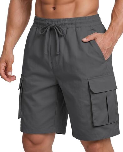 A WATERWANG Men's Cargo Shorts Casual Drawstring Elastic Waist Athletic Workout Gym Jogger Shorts with 4 Pockets in Saudi Arabia