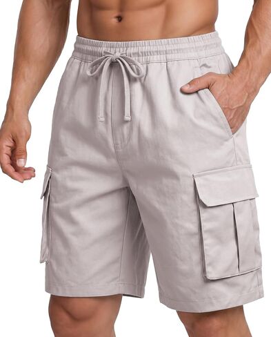 A WATERWANG Men's Cargo Shorts Casual Drawstring Elastic Waist Athletic Workout Gym Jogger Shorts with 4 Pockets in Saudi Arabia
