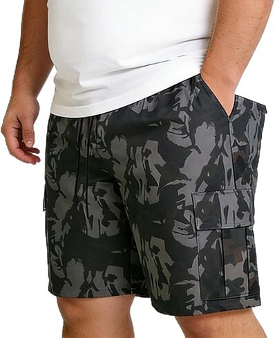 Big and Tall Cargo Shorts for Men Drawstring Elastic Waist Summer Work Short with Multi Pockets in Saudi Arabia