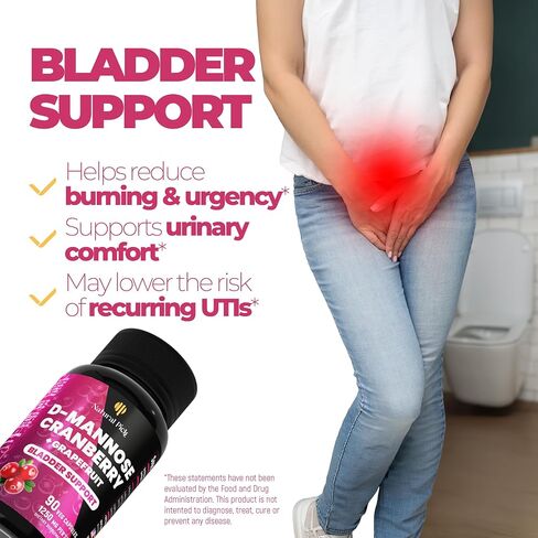Bladder Control Supplements, D Mannose with Cranberry, 1000mg for Bladder Control. Advanced Kidney Support for Urinary Tract Health. Premium Bladder, d-mannose, Detox and Repair, 90 caps, Made in USA in Saudi Arabia