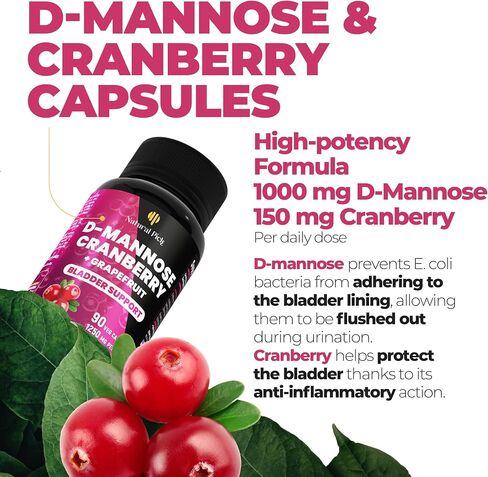 Bladder Control Supplements, D Mannose with Cranberry, 1000mg for Bladder Control. Advanced Kidney Support for Urinary Tract Health. Premium Bladder, d-mannose, Detox and Repair, 90 caps, Made in USA in Saudi Arabia