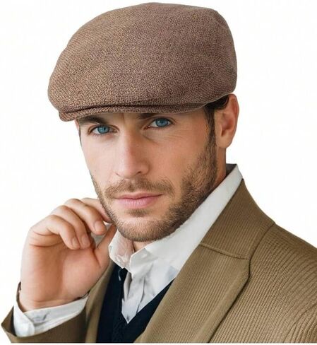 قبعة رجالية من الكتان المسطحة من Ivy Newsboy باللون الرمادي الأنيق قبعة Scally للرجال قبعة ظلة لربيع وصيف وخريف in Kuwait