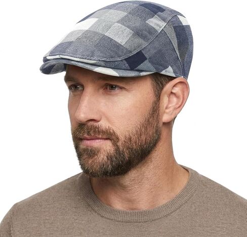 Flat Cap for Men Cotton Plaid Ivy Newsboy Hat Classic Vintage Duckbill Driving Golf Cap in Saudi Arabia