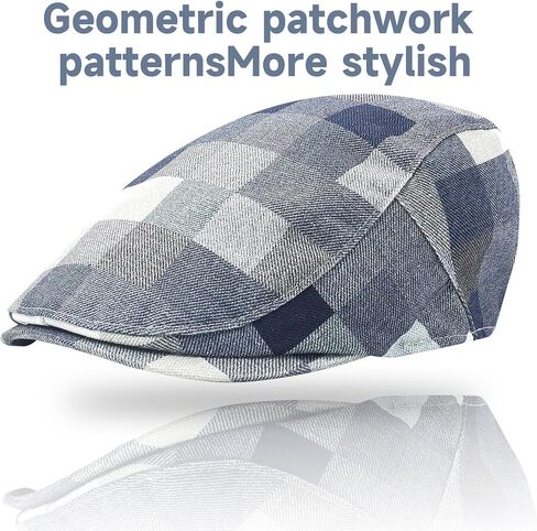 Flat Cap for Men Cotton Plaid Ivy Newsboy Hat Classic Vintage Duckbill Driving Golf Cap in Saudi Arabia