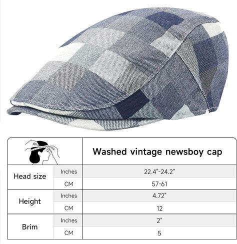 Flat Cap for Men Cotton Plaid Ivy Newsboy Hat Classic Vintage Duckbill Driving Golf Cap in Saudi Arabia