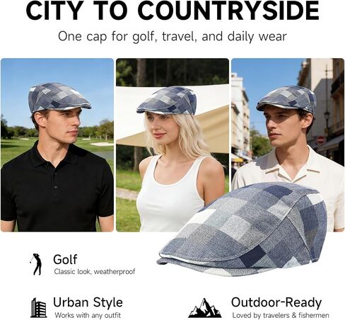 Flat Cap for Men Cotton Plaid Ivy Newsboy Hat Classic Vintage Duckbill Driving Golf Cap in Saudi Arabia