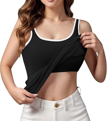 Tank Tops with Built in Bras Athletic Sports Cute Cami Workout Plus Size Camisoles Spaghetti Strap Under Clothes in Saudi Arabia