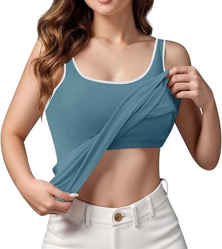 Tank Tops with Built in Bras Athletic Sports Cute Cami Workout Plus Size Camisoles Spaghetti Strap Under Clothes in Saudi Arabia