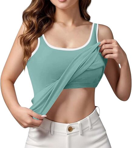 Tank Tops with Built in Bras Athletic Sports Cute Cami Workout Plus Size Camisoles Spaghetti Strap Under Clothes in Saudi Arabia
