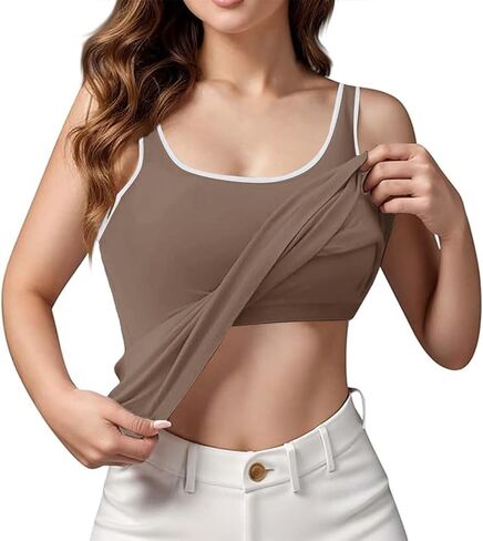 Tank Tops with Built in Bras Athletic Sports Cute Cami Workout Plus Size Camisoles Spaghetti Strap Under Clothes in Saudi Arabia