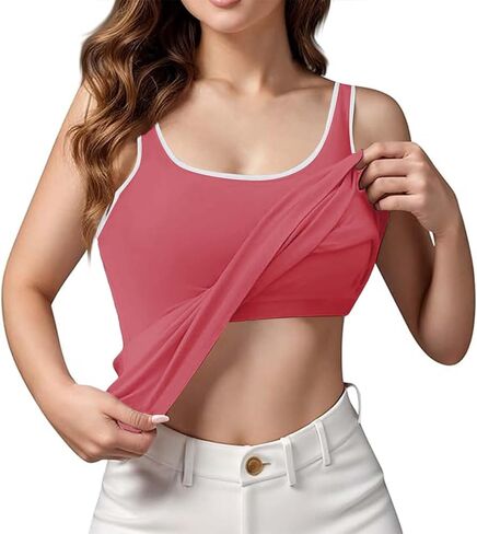 Tank Tops with Built in Bras Athletic Sports Cute Cami Workout Plus Size Camisoles Spaghetti Strap Under Clothes in Saudi Arabia