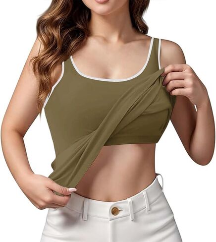 Tank Tops with Built in Bras Athletic Sports Cute Cami Workout Plus Size Camisoles Spaghetti Strap Under Clothes in Saudi Arabia