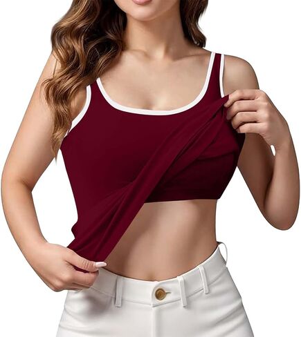 Tank Tops with Built in Bras Athletic Sports Cute Cami Workout Plus Size Camisoles Spaghetti Strap Under Clothes in Saudi Arabia