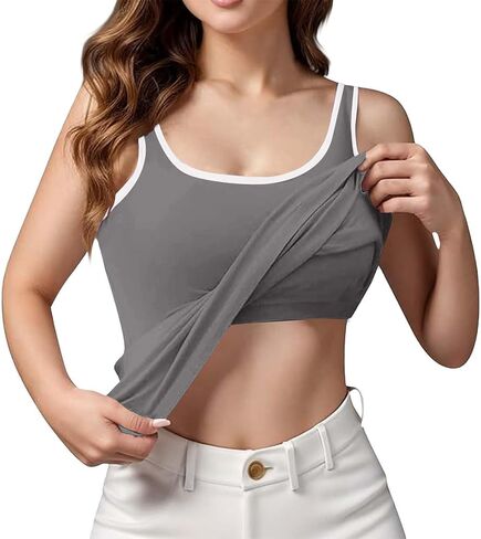 Tank Tops with Built in Bras Athletic Sports Cute Cami Workout Plus Size Camisoles Spaghetti Strap Under Clothes in Saudi Arabia