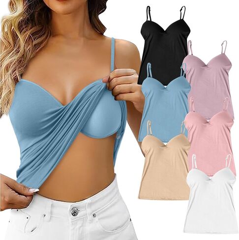 Tank Tops for Women Built in Bra Pack Racerback Workout Lounge Camisole Summer Sports Padded Cami Tube Yoga Tops in Saudi Arabia