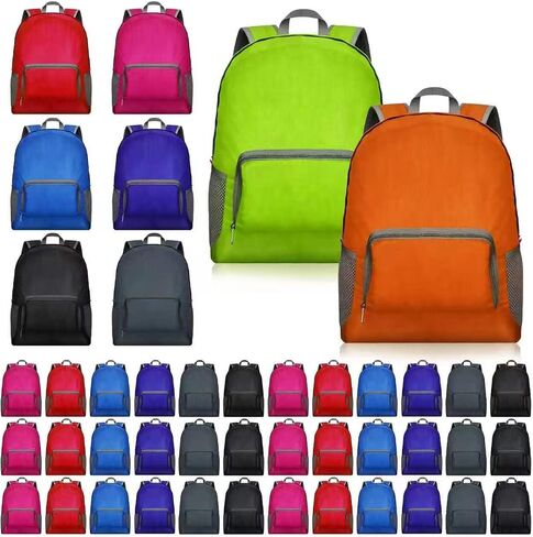 50 Pcs 17" Foldable Lightweight Backpacks Bulk, Nylon Travel Backpacks for Outdoor, Camping & Daily Use in Saudi Arabia