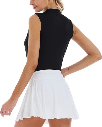 CQC Women's Golf Tennis Sleeveless Polo Shirts V-Neck Quick Dry UPF 50+ Sport Athletic Tank Tops Moisture Wicking Casual Black XS in Saudi Arabia