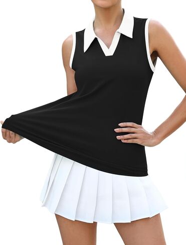 LOMON Womens Golf Shirt V Neck Sleeveless Polo Tennis Printed Tank Tops Ladies Collared Quick Dry Athletic Hiking Summer Shirts in Kuwait