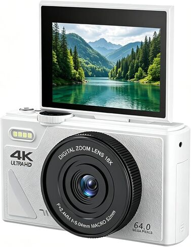 كاميرا رقمية 4K ، كاميرا Zoom 18x مع شاشة Flip 3 بوصة ، 64 ميجابكسل UHD Autofocus كاميرا رقمية صغيرة مضغوطة للتصوير الفوتوغرافي فوتوغرافي (أسود) ، genericyifecs9gkq-12 in Kuwait