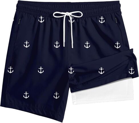 ABSECAI Men's Swim Trunk 4" with Compression Liner 4 Inch Quick Dry Board Shorts Zipper Pocket in Saudi Arabia