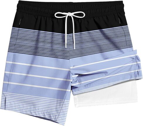 ABSECAI Men's Swim Trunk 4" with Compression Liner 4 Inch Quick Dry Board Shorts Zipper Pocket in Saudi Arabia