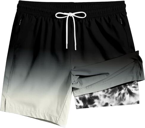 ABSECAI Men's Swim Trunk 4" with Compression Liner 4 Inch Quick Dry Board Shorts Zipper Pocket in Saudi Arabia