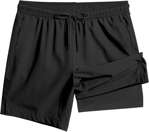ABSECAI Men's Swim Trunk 4" with Compression Liner 4 Inch Quick Dry Board Shorts Zipper Pocket in Saudi Arabia