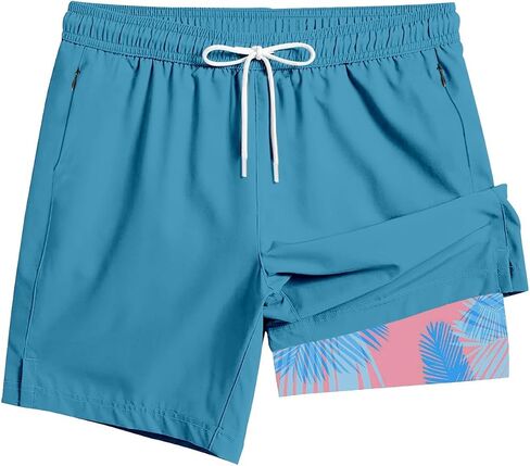 ABSECAI Men's Swim Trunk 4" with Compression Liner 4 Inch Quick Dry Board Shorts Zipper Pocket in Saudi Arabia
