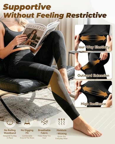 3D Compression Leggings for Women, High Waist Tummy Control Butt Lifting Smooth Sculpting Yoga Pants, Breathable Stretch Fit in Kuwait
