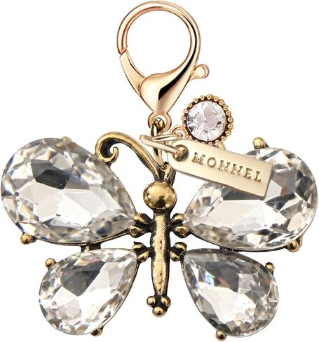 MC792 Little 3D Crystal Butterfly Lobster Clasp Charm for Women with Velvet Bag (White,1 Piece) in Kuwait
