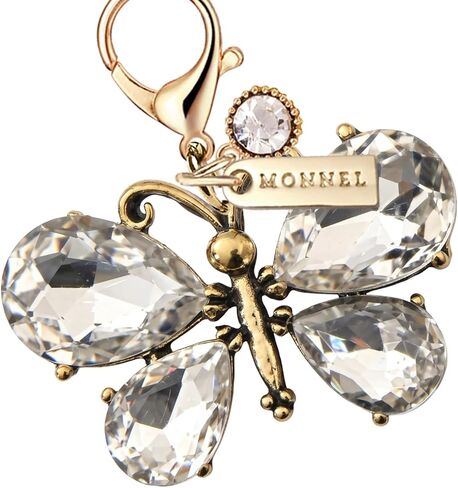 MC792 Little 3D Crystal Butterfly Lobster Clasp Charm for Women with Velvet Bag (White,1 Piece) in Kuwait