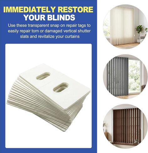 60 Pcs Vertical Blind Repair Tabs Heavy Duty Blind Clips Saver. Vertical Blinds Repair Kit for Fixing Broken Replacement Blind Slats Strong Self-Adhesive Stickers Clear Window Solution in Saudi Arabia
