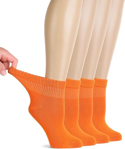 Hugh Ugoli Diabetic Rayon Socks for Women, Ankle, Super Soft, Thin, Wide Loose, Non-Binding Top, 4-8 Pair in Kuwait