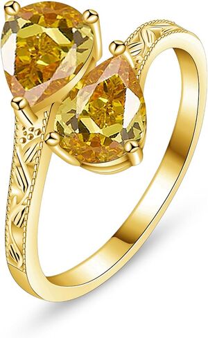 2.5ct Adjustable Vintage Milgrain Filigree Birthstone Ring, Thickened 14K Gold Plated, Victorian Style, Dainty CZ Gemstone Stackable Rings Band Birthday Jewelry Gifts Adjustable (US Size 5-10) in Saudi Arabia