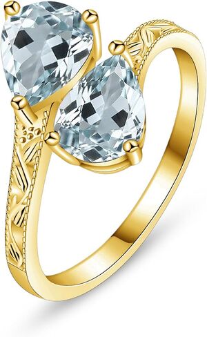 2.5ct Adjustable Vintage Milgrain Filigree Birthstone Ring, Thickened 14K Gold Plated, Victorian Style, Dainty CZ Gemstone Stackable Rings Band Birthday Jewelry Gifts Adjustable (US Size 5-10) in Saudi Arabia