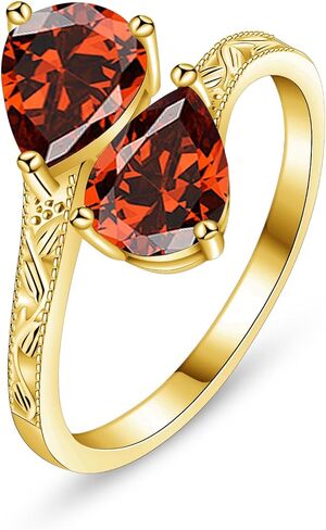 2.5ct Adjustable Vintage Milgrain Filigree Birthstone Ring, Thickened 14K Gold Plated, Victorian Style, Dainty CZ Gemstone Stackable Rings Band Birthday Jewelry Gifts Adjustable (US Size 5-10) in Saudi Arabia
