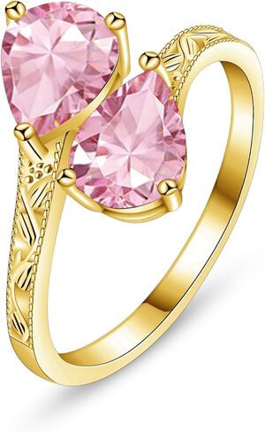2.5ct Adjustable Vintage Milgrain Filigree Birthstone Ring, Thickened 14K Gold Plated, Victorian Style, Dainty CZ Gemstone Stackable Rings Band Birthday Jewelry Gifts Adjustable (US Size 5-10) in Saudi Arabia