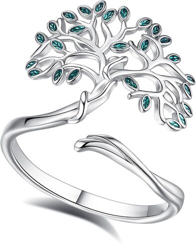 CELESTIA Tree of Life Ring for Women Men 925 Sterling Silver,Adjustable Nature Tree Open Band Rings Protection Amulet Stackable Jewelry Gift in Saudi Arabia